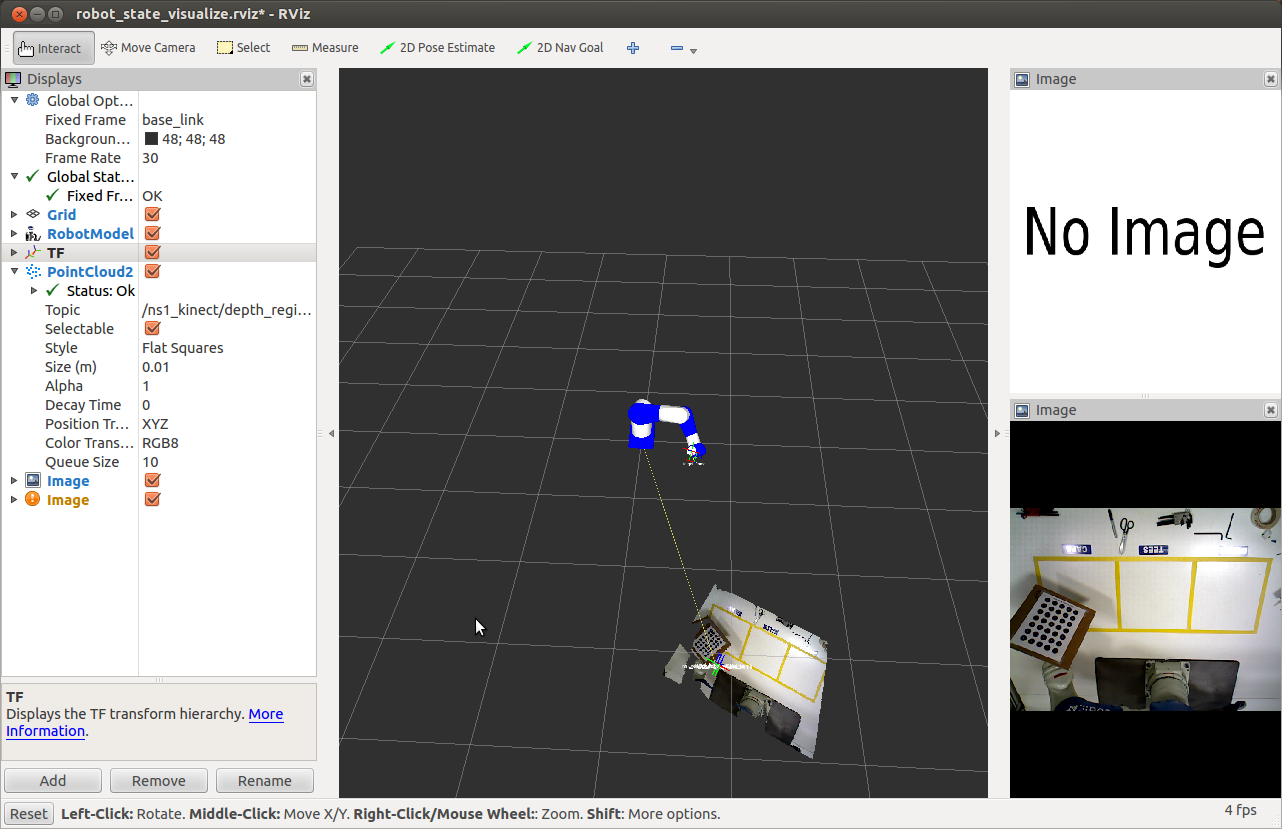 1 Camera, 1 Robot, 1 Target Setup, at start of service node, prior to calibration view