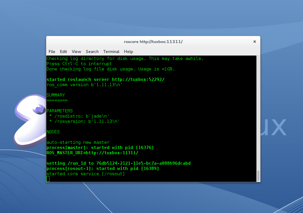 roscore running on Gentoo Linux